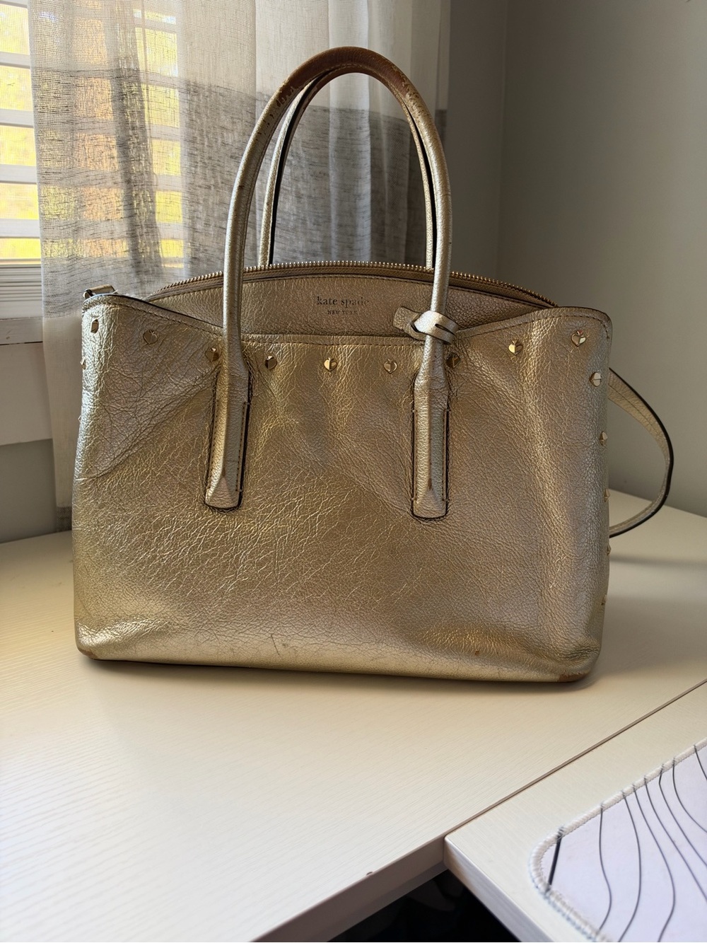 Kate Spade Metallic Gold Leather Purple